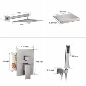 img 3 attached to Brushed Nickel Bathfinesse 3-Function 12" Rainfall Shower System With Tub Spout & Handheld Sprayer - Complete Set W/ Rough-In Valve Body & Trim