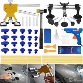 img 4 attached to 🚗 Complete 55pcs Car Dent Repair Kit: Auto Body Dent Removal Tool Set with Double Pole Bridge Dent Puller, Adjustable Golden Lifter, Glue Gun & Slide Hammer - Perfect for Minor and Deep Dent Removal!