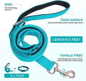 img 3 attached to Tpotato Reflective Dog Collar and Leash Set: Adjustable, Neoprene Padded Nylon Collars with 6 FT 🐶 Heavy Duty Leash, 2 Comfortable Handles & Safety Locking Buckle for Small to Extra Large Breed Dogs