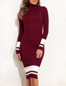 img 2 attached to PrettyGuide Women'S Turtleneck Sweater Dress Long Sleeve Ribbed Knit Stretch Midi Bodycon Dresses