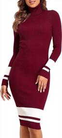 img 3 attached to PrettyGuide Women'S Turtleneck Sweater Dress Long Sleeve Ribbed Knit Stretch Midi Bodycon Dresses