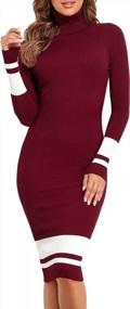 img 4 attached to PrettyGuide Women'S Turtleneck Sweater Dress Long Sleeve Ribbed Knit Stretch Midi Bodycon Dresses