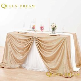 img 1 attached to QueenDream Sequin Tablecloth 60X102 Inch Champagne Blush Tablecloth For Birthday Baby Shower Wedding Decorations