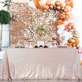 img 4 attached to QueenDream Sequin Tablecloth 60X102 Inch Champagne Blush Tablecloth For Birthday Baby Shower Wedding Decorations