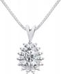 14k white gold halo pendant necklace with pear tear drop gemstone & genuine diamond, 18" chain 6x4mm birthstone jewelry for women logo