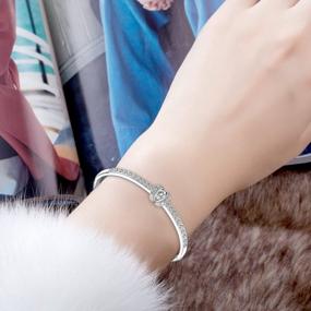 img 2 attached to 18K White Gold Princess Bangle Bracelet With Swarovski Crystal - Menton Ezil Women'S Fashion Jewelry