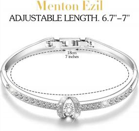 img 1 attached to 18K White Gold Princess Bangle Bracelet With Swarovski Crystal - Menton Ezil Women'S Fashion Jewelry