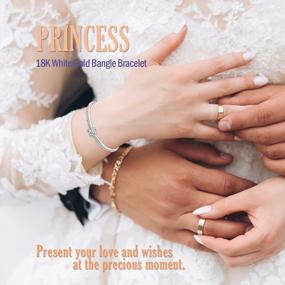 img 3 attached to 18K White Gold Princess Bangle Bracelet With Swarovski Crystal - Menton Ezil Women'S Fashion Jewelry