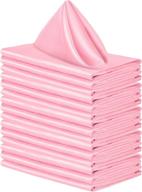 pack of 16 square satin napkins in bright pink silk fabric for wedding, banquet, or party decoration - soft, smooth 17 x 17 inch table napkins by aneco logo