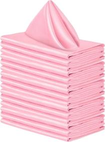 img 4 attached to Pack Of 16 Square Satin Napkins In Bright Pink Silk Fabric For Wedding, Banquet, Or Party Decoration - Soft, Smooth 17 X 17 Inch Table Napkins By ANECO