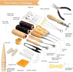 img 3 attached to Leather Sewing Tools SIMPZIA 25 Pieces Leather Tools Craft DIY Hand Stitching Kit With Groover Awl Waxed Thimble Thread For Sewing Leather, Canvas,Basic Tools For Beginner