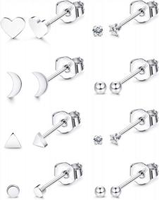 img 4 attached to Sparkle All Day: Thunaraz Stainless Steel Tiny Stud Earrings Set For Women - 8-15 Pairs Of CZ Cartilage Helix Ear Piercing
