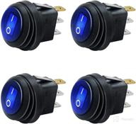 🔵 4-pack of 12v waterproof round rocker switches with blue led light, spst, 3 pins, on-off toggle, 20a, ideal for car, auto, boat, rv, truck - kcd1-8-101nw-bu logo