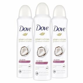 img 4 attached to Dove Advanced Care Dry Spray Antiperspirant Deodorant Caring Coconut 3 Count For Women With 48 Hour Protection Soft And Comfortable Underarms 3.8 Oz