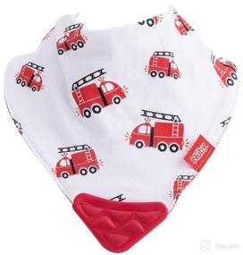 img 1 attached to 🚒 Nuby Reversible Fire Engine and Blue Helicopter Teething Bib Set - Perfect for Babies 3 Months and Above!