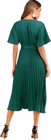 img 3 attached to Milumia Elegant Pleated Flounce Burgundy Women's Clothing : Dresses