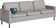 sthouyn 72 "w секционный диван 3-местный диван, современный диван середины века с 2 usb, кушетки-диваны для гостиной, спальни, удобные маленькие кушетки для небольших помещений (светло-серый (3-местный)) логотип