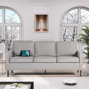 img 3 attached to STHOUYN 72 "W Секционный диван 3-местный диван, современный диван середины века с 2 USB, кушетки-диваны для гостиной, спальни, удобные маленькие кушетки для небольших помещений (светло-серый (3-местный))