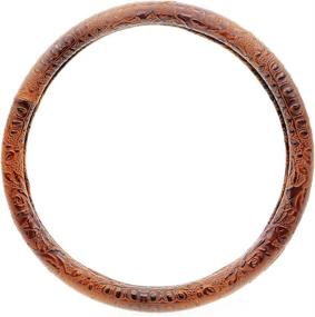 img 3 attached to 🚗 ZYHW Universal 15 inch Car Steering Wheel Cover - Auto Antislip Leather Protector with Brown Flower Grain Design