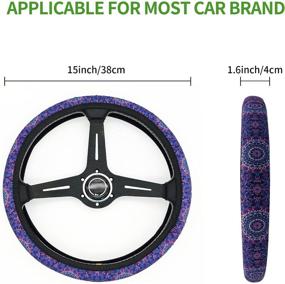 img 3 attached to 🚗 Anti-Slip SUV Steering Wheel Cover - Universal Protector for Women and Girls (Mandala Design)