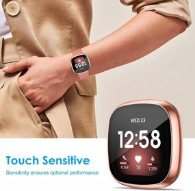 img 1 attached to NANW Screen Protector Case Compatible With Fitbit Sense/Versa 3, Built-In 9H Tempered Glass Screen Protector Ultra-Thin All-Around Full Cover Bumper For Versa 3 Smartwatch, Rose Gold