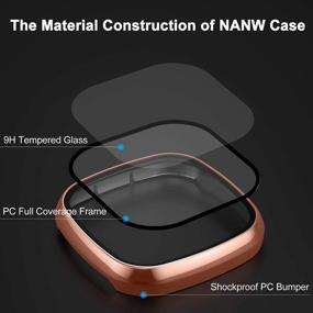 img 2 attached to NANW Screen Protector Case Compatible With Fitbit Sense/Versa 3, Built-In 9H Tempered Glass Screen Protector Ultra-Thin All-Around Full Cover Bumper For Versa 3 Smartwatch, Rose Gold