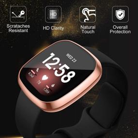 img 3 attached to NANW Screen Protector Case Compatible With Fitbit Sense/Versa 3, Built-In 9H Tempered Glass Screen Protector Ultra-Thin All-Around Full Cover Bumper For Versa 3 Smartwatch, Rose Gold