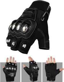 img 1 attached to 🧤 Large Steel Outdoor Knuckle Motorcycle Motorbike Powersports Safety Gloves - Touch Screen Compatible