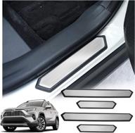 🚪 shaohao 2021 rav4 threshold protection sticker: door sill protector & scuff plate cover for 2020-2021 toyota rav4 - 4pcs logo