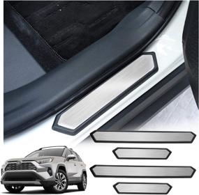 img 4 attached to 🚪 SHAOHAO 2021 RAV4 Threshold Protection Sticker: Door Sill Protector & Scuff Plate Cover for 2020-2021 Toyota RAV4 - 4PCS