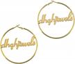personalized 18k gold plated bamboo hoop earrings custom name jewelry gift for women girls hip-hop fashion logo