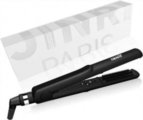 img 4 attached to JINRI 2-в-1 Дорожный выпрямитель для волос и плойка для завивки волос с регулируемой цифровой температурой, двойное напряжение, серебристый