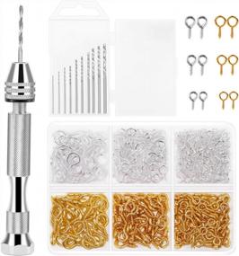 img 4 attached to Pin Vise Hand Drill For Resin Casting Molds & Jewelry Making - Includes 10Pcs Bits, 480Pcs Eye Screws | Shynek DIY Keychain Tool (Gold+Silver)
