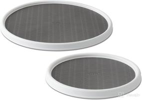 img 2 attached to 🔄 Copco 5220594 Non-Skid Pantry Cabinet Lazy Susan Turntable 2-Pack: 12-Inch and 18-Inch, White/Gray - Effective Storage Solution