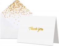 bulk set of 100 thank you cards with gold foil - blank notes with envelopes - perfect for business, weddings, graduations, showers, funerals - professional thank you cards for all occasions logo
