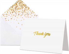 img 4 attached to Bulk Set Of 100 Thank You Cards With Gold Foil - Blank Notes With Envelopes - Perfect For Business, Weddings, Graduations, Showers, Funerals - Professional Thank You Cards For All Occasions