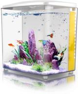 enhanced betta aquarium starter kit: 1.2 gallon square fish tank with led light and filter pump + logo