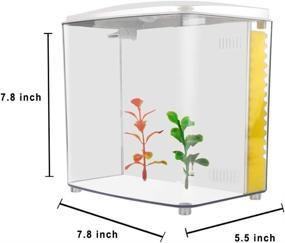 img 3 attached to Enhanced Betta Aquarium Starter Kit: 1.2 Gallon Square Fish Tank with LED Light and Filter Pump +