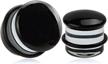 1 pair 8g black surface glass o-ring ear plugs tunnels gauges stretcher piercings by kubooz logo