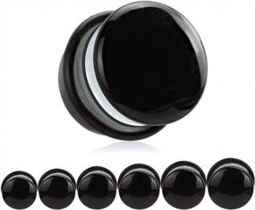 img 3 attached to 1 Pair 8G Black Surface Glass O-Ring Ear Plugs Tunnels Gauges Stretcher Piercings By KUBOOZ