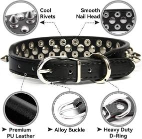 img 2 attached to Leather Dog Collar With Spikes And Studs For Cats, Puppies, Small To Medium Pets - Black (Large)