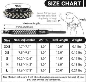 img 3 attached to Leather Dog Collar With Spikes And Studs For Cats, Puppies, Small To Medium Pets - Black (Large)