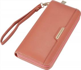 img 4 attached to OYATON Wallet For Women PU Leather Clutch Wristlet Zip Wallet With Phone Holder (Pink1)