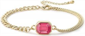 img 4 attached to 14K Gold Plated Dainty Link Chain Bracelet For Women Girls - HOKEMP Adjustable Birthstone Jewelry Gift.