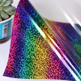 img 3 attached to 20"X12" Rainbow HOHOFILM Holographic Stripe Multi Heat Transfer Vinyl Iron-On HTV Press Paper Sheet For Garment T-Shirt
