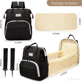 img 1 attached to 👜 MUNAFA Baby Diaper Bag with Changing Station: 3-in-1 Travel Foldable Bassinet, Large Capacity Waterproof Backpack with Insulated Bottle Pockets, Stroller Straps, USB, and More - Black