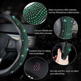 img 1 attached to Flymotor Bling Bling Diamond Leather Steering Wheel Cover With Crystal Rhinestones Sparkling Car Interior Accessories Universal Fit Wheel Protector For Women Men Interior Accessories