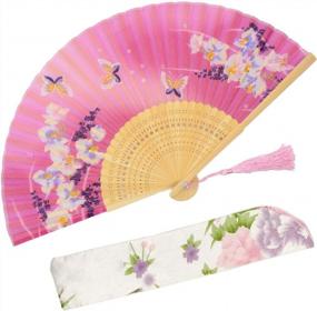 img 4 attached to Experience The Vintage Charm: OMyTea® Hand Held Silk Fans With Bamboo Frame For Women, Girls And Gift Giving