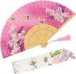 experience the vintage charm: omytea® hand held silk fans with bamboo frame for women, girls and gift giving logo