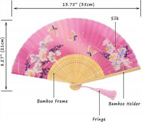 img 3 attached to Experience The Vintage Charm: OMyTea® Hand Held Silk Fans With Bamboo Frame For Women, Girls And Gift Giving